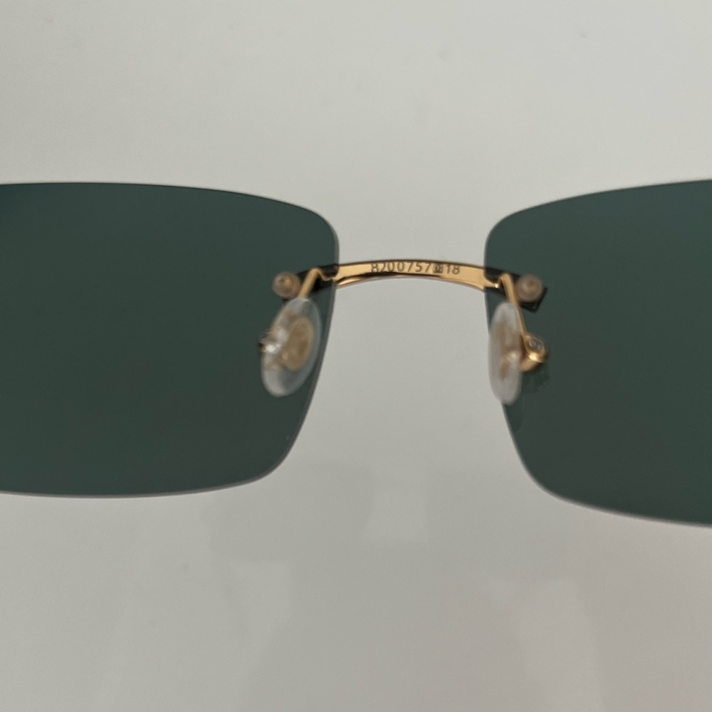 Cartier Gold and Black Rimless Sunglasses with Black Lenses - Picture 6 of 10